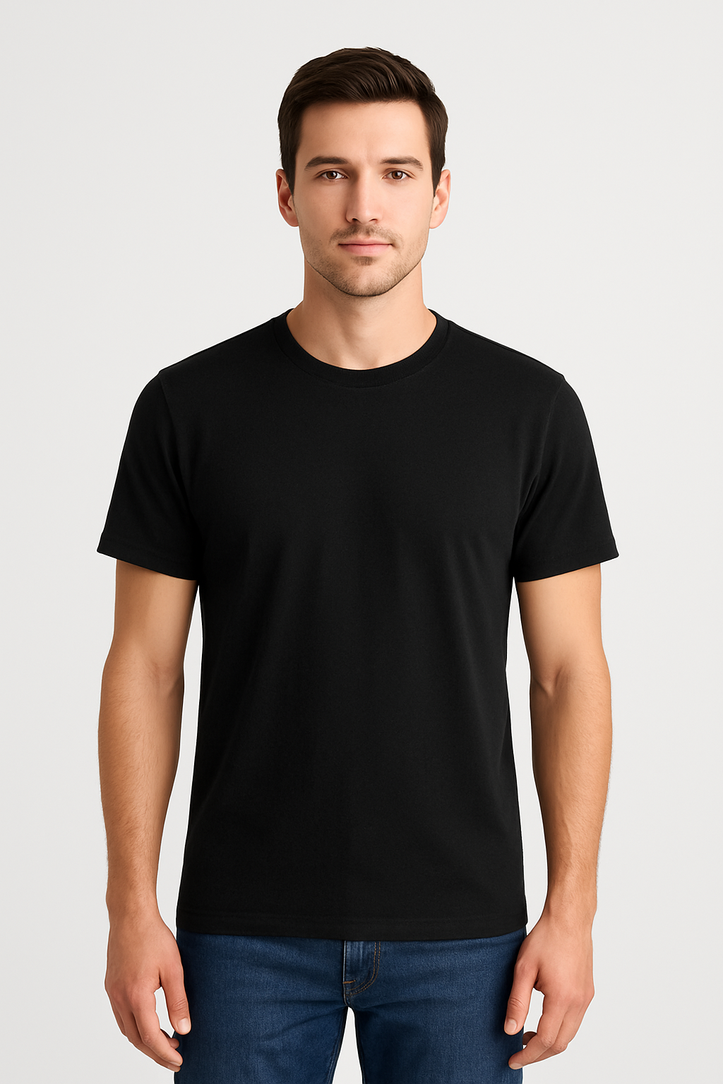 Home Popnwear Black Round Neck Tshirt For Men